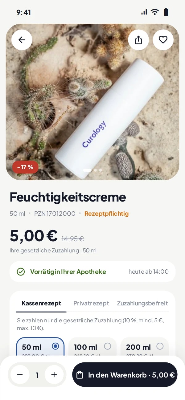 Produktseite in der App