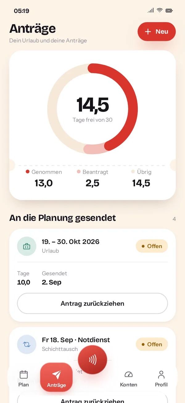 Urlaub und Anträge