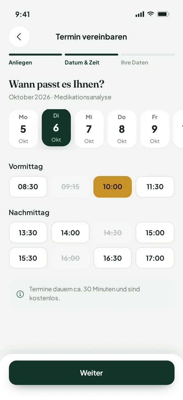 Freie Termine auswählen