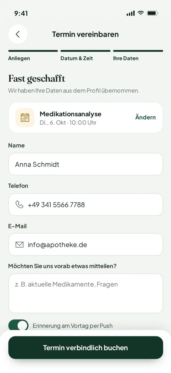 Daten bestätigen